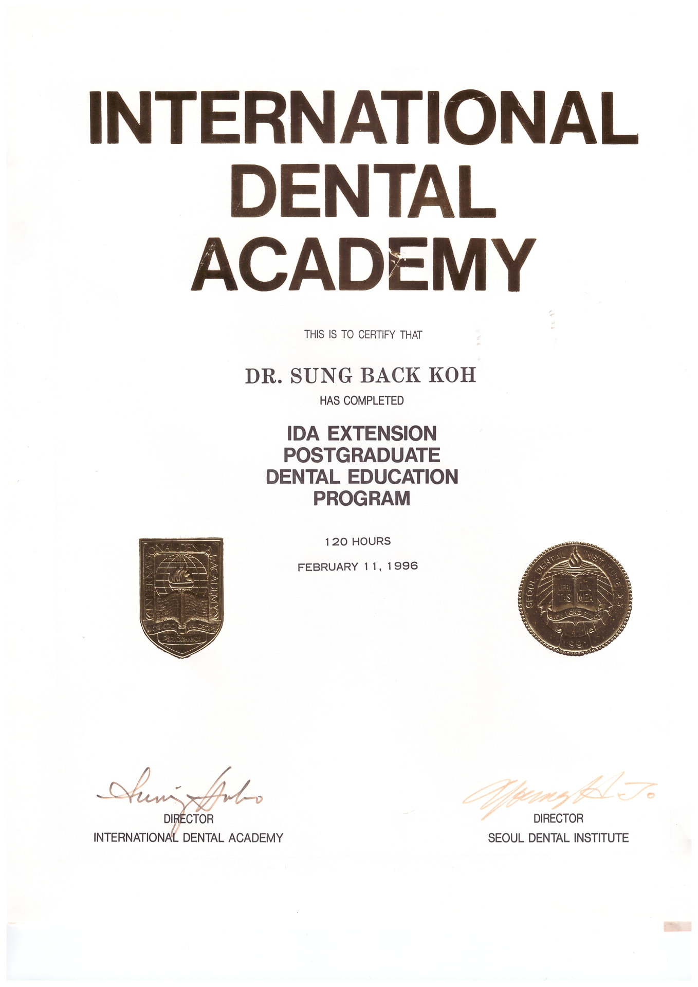 International Dental Academy 보철과정